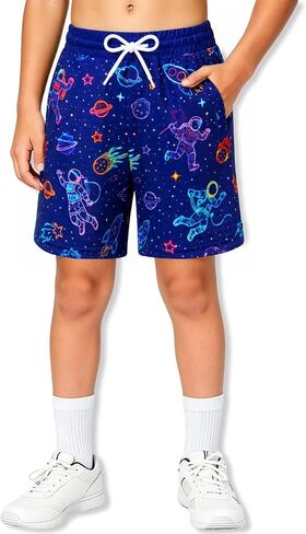 Cozople Boys Mesh Athletic Shorts Quick Dry Breathable 3D Print with Pocket | Boys Running Short Lightweight Stretchy Basketball Short with Drawstring Contrast Waist for 7-14 Years Kids Sport Training in Saudi Arabia