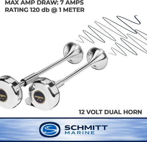 Ongaro Deluxe SS Shorty Dual Trumpet Horn - 12V in Kuwait