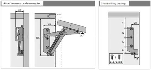 Folding Spring Hinge 10KG 80 Degree Cabinet Door Lift Up Stay Flap Top Support 1Pcs in Kuwait