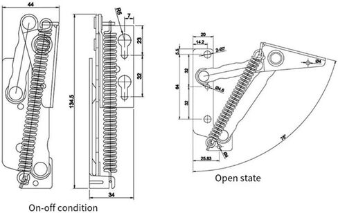 Folding Spring Hinge 10KG 80 Degree Cabinet Door Lift Up Stay Flap Top Support 1Pcs in Kuwait