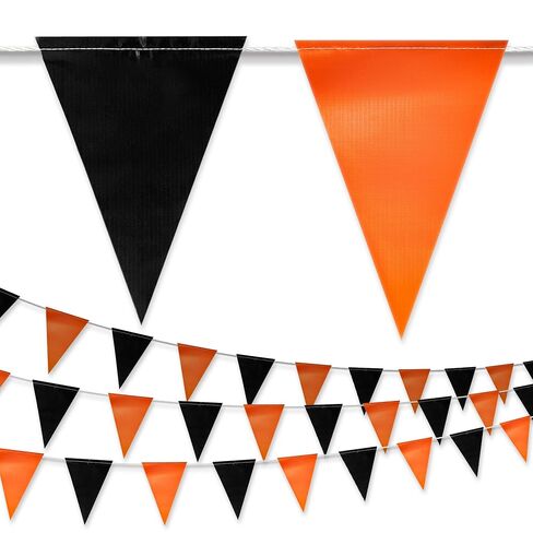 Multicolored Pennant Banner Flags, Heavy Duty Perimeter Safety Barrier Flagging, High Strength Weatherproof String for Carnival Party, Grand Opening, Circus Decor, School Field Day (102FT) in Kuwait