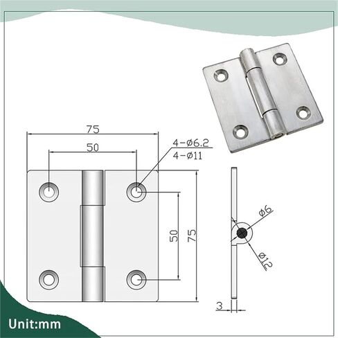 304 Stainless Steel Folding Hinge 1Pcs in Kuwait