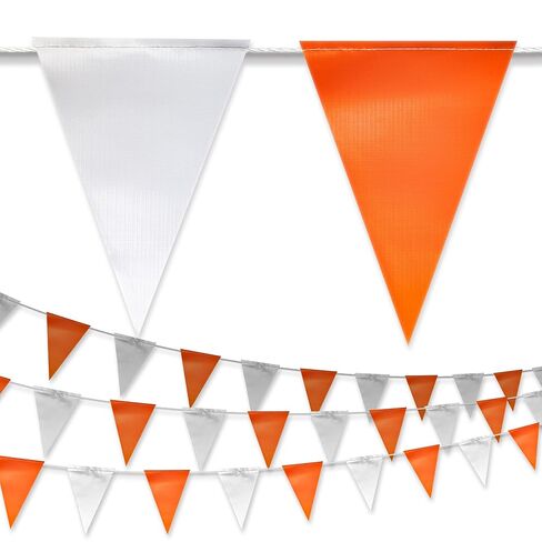 Multicolored Pennant Banner Flags, Heavy Duty Perimeter Safety Barrier Flagging, High Strength Weatherproof String for Carnival Party, Grand Opening, Circus Decor, School Field Day (102FT) in Saudi Arabia