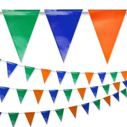 Multicolored Pennant Banner Flags, Heavy Duty Perimeter Safety Barrier Flagging, High Strength Weatherproof String for Carnival Party, Grand Opening, Circus Decor, School Field Day (102FT) in Saudi Arabia