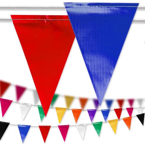 Multicolored Pennant Banner Flags, Heavy Duty Perimeter Safety Barrier Flagging, High Strength Weatherproof String for Carnival Party, Grand Opening, Circus Decor, School Field Day (102FT) in Saudi Arabia