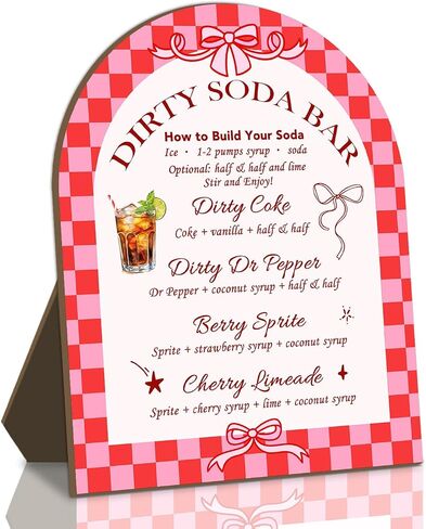 Dirty Soda Bar Table Sign, Bridal Shower Baby Shower Welcome and Recipe Signs, 8 x 10in Pink Drink Sign for Bridal Shower, Birthday, Retirement, Anniversary Baby Shower Decor in Kuwait