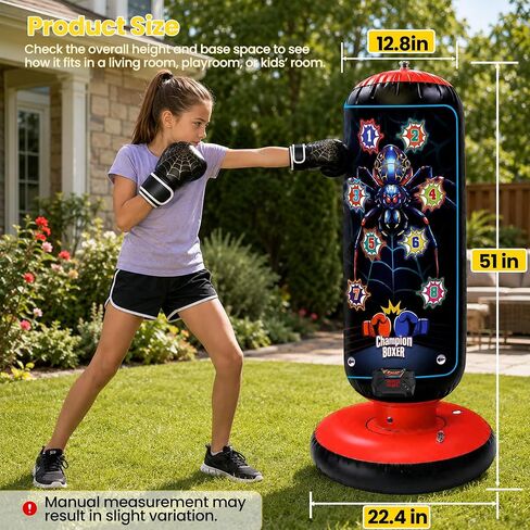 Kids Inflatable Punching Bag with Gloves, Light Sound Game Modes in Kuwait