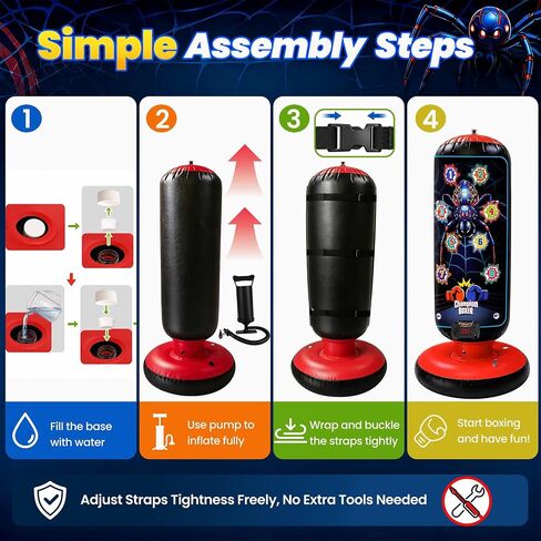 Kids Inflatable Punching Bag with Gloves, Light Sound Game Modes in Kuwait
