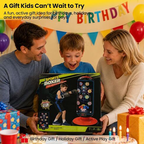 Kids Inflatable Punching Bag with Gloves, Light Sound Game Modes in Kuwait