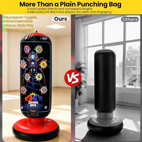 Kids Inflatable Punching Bag with Gloves, Light Sound Game Modes in Kuwait
