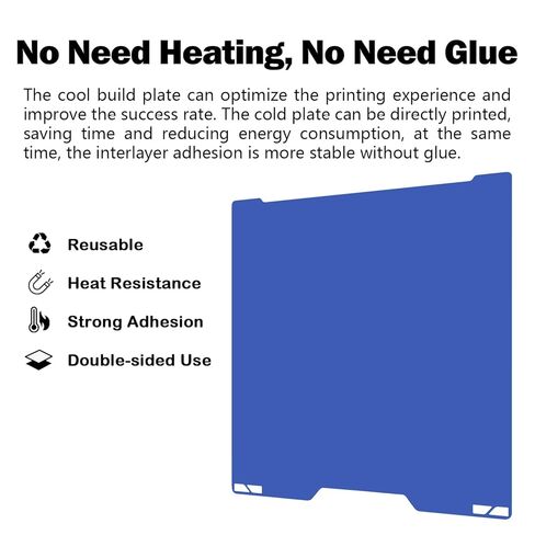 H2C Cool Build Plate No Heating No Glue for Bambu Lab H2C 335x346.5mm, 3D Printer Smooth PEI Blue Double Sided Platform Surface Sheet Platform Flexible Removable Heated Bed 3D Printing Mat in Kuwait