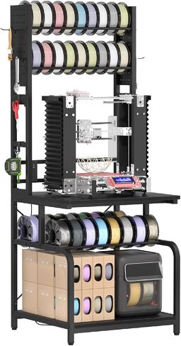 3D Printer Stand with Filament Storage,3D Printer Table with Power Outlets,Sturdy Double-Layer 3D Printer Workstation,for Workshop,Studio,Home Office and 3D Printing Enthusiasts,Carbon Fiber in Kuwait
