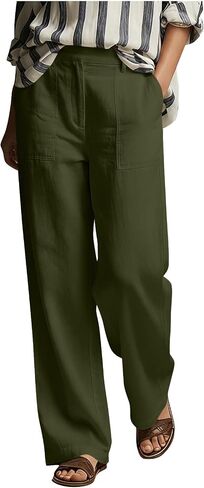 Womens Wide Leg Linen Cotton Pants Summer Casual Straight Leg Lightweight High Waisted Trousers for Work Lounge in Saudi Arabia