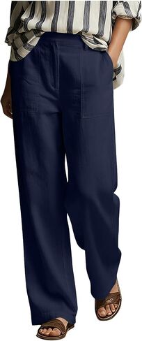 Womens Wide Leg Linen Cotton Pants Summer Casual Straight Leg Lightweight High Waisted Trousers for Work Lounge in Saudi Arabia