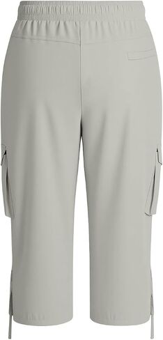 Women's Cargo Capris Pants Loose Fit Casual Hiking Pants Drawstring High Waist Summer Travel Pants with Pockets in Saudi Arabia