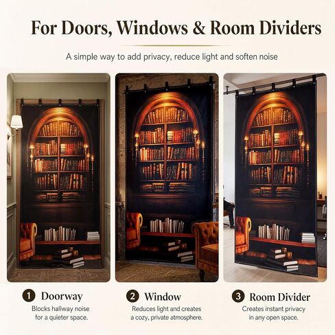 Tegeme Vintage Sound Dampening Blanket, Soundproof Curtain 80 x 48 Inch, Decorative Soundproof Blanket with Grommets for Windows, Doors, Studio Corners, Music Recording, Retro Bookshelf Printed in Kuwait