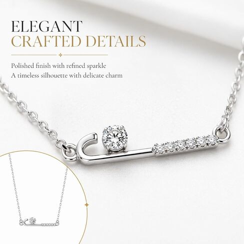Crystal Field Hockey Stick & Ball Pendant Necklace – Elegant Field Hockey Jewelry, Perfect Field Hockey Gifts for Women in Kuwait