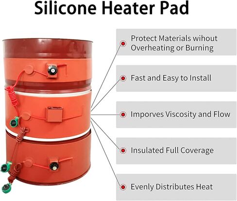 Adjustable Silicone Drum Heater with Thermostat, 30-130°C Temperature Range, 900W Electric Heat Wrap for 30L Barrels, Flexible Heating Pad for Efficient Heating in Kuwait