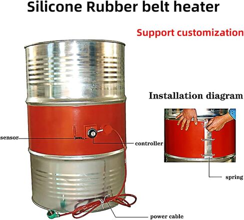 Adjustable Silicone Drum Heater with Thermostat, 30-130°C Temperature Range, 900W Electric Heat Wrap for 30L Barrels, Flexible Heating Pad for Efficient Heating in Kuwait