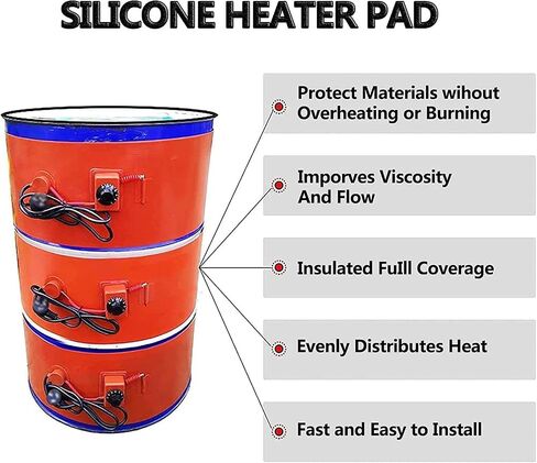 Adjustable Silicone Oil Drum Heater Band - Flexible Metal Drum Heater for Iron Drums, Oil Barrels & Liquid Tanks with Rotary Thermostat - Efficient Heat Solution in Kuwait