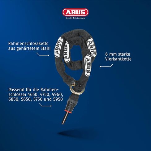 ABUS Frame Lock Mortise Chain, Adaptor Chain 6KS, 6 mm Thick Chain Lock, Secondary Security for Bicycles, Black in Kuwait