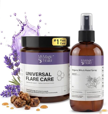 روتين MyMagicHealer HS Flare Care المكون من 3 خطوات - العناية اليومية بالتهاب الغدد العرقية القيحي والبشرة المتهيجة | مرهم الرسم للدمامل والخراجات | المكونات الطبيعية in Saudi Arabia