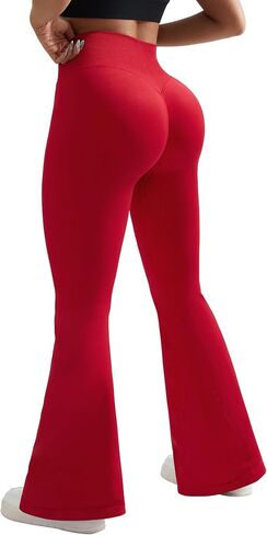 OMKAGI Butt Lifting Flare Leggings for Women Tummy Control Wide Leg Flared Yoga Pants in Kuwait