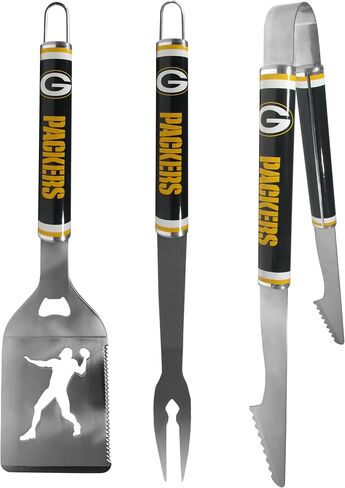 Siskiyou Sports NFL Green Bay Packers 3 pc Steel BBQ Tool Set, One Size, Team Colors in Kuwait