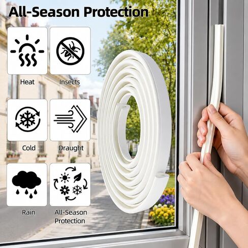 V Foam Weather Stripping Door Seal, Self-Adhesive Door Frame Draft Stopper & Gap Filler, Weatherproof Insulation Strip for Light Blocking, Soundproofing, Ideal for Exterior Front Door Sides in Saudi Arabia