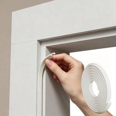 V Foam Weather Stripping Door Seal, Self-Adhesive Door Frame Draft Stopper & Gap Filler, Weatherproof Insulation Strip for Light Blocking, Soundproofing, Ideal for Exterior Front Door Sides in Saudi Arabia
