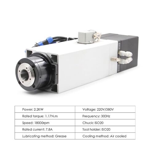 220 فولت 2.2KW ISO20 ATC المغزل المحرك 300 هرتز 18000 دورة في الدقيقة تبريد الهواء نوع مربع لآلة الطحن باستخدام الحاسب الآلي 1 قطعة in Kuwait