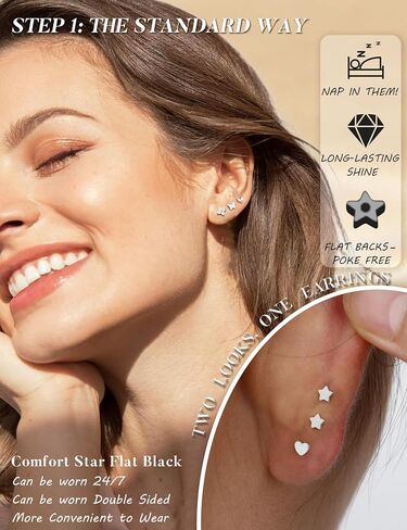 JeryWe 12Pairs Flat Back Earrings Surgical Steel Earrings for Sensitive Ears Dainty 14K Gold Plated Flat Back Stud Earring Set Hypoallergenic in Saudi Arabia