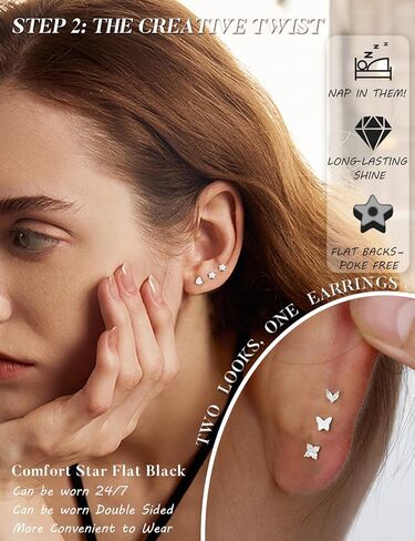 JeryWe 12Pairs Flat Back Earrings Surgical Steel Earrings for Sensitive Ears Dainty 14K Gold Plated Flat Back Stud Earring Set Hypoallergenic in Saudi Arabia