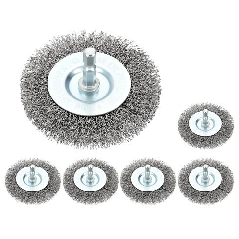 DTGN 3 Inch Wire Wheel Brush for Drill - 6 Pcs - Coarse Carbon Steel Crimping Drill Wire Brush(0.012" Carbon Steel Wire) - 1/4 Inch Hex Shank - Good for Cleaning Rust Paint Abrasive in Kuwait
