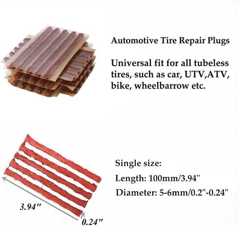 Tire Plugs 30pcs,Rubber Tire Repair Plugs Automotive Tire Puncture Repair Tool 4" x 1/4" for Tubeless Tires (30, Brown) in Saudi Arabia