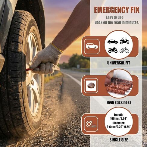 Tire Plugs 30pcs,Rubber Tire Repair Plugs Automotive Tire Puncture Repair Tool 4" x 1/4" for Tubeless Tires (30, Brown) in Saudi Arabia