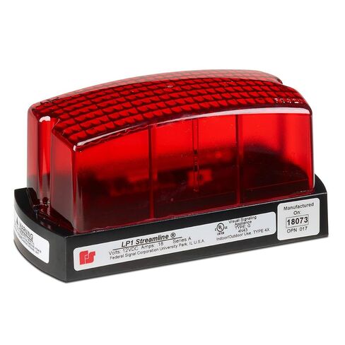 Federal Signal LP1-012R Streamline Low Profile Mini Strobe Light، مثبت على السطح، 12 VDC، أحمر in Kuwait
