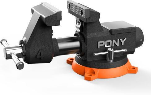 PONY 4 Inch Heavy Duty Bench Vise 4400LBS Clamping Force, Pro Workshop Workbench Vise with 360-Degree Rotatable Base and Anvil, 4-Inch Jaw Opening and Width for Woodworking, Drilling, Pipe Cutting in Saudi Arabia