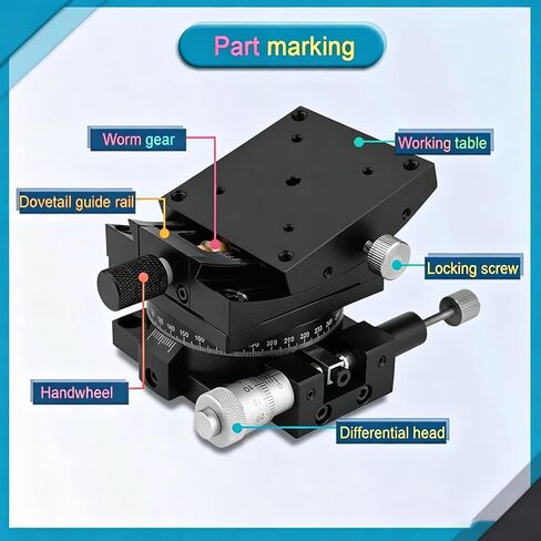 Goniometer Platform, Manual Optical Sliding Table with ±20° Tilt Adjustment Ruler and Dovetail Structure for Precision Positioning Equipment in Kuwait