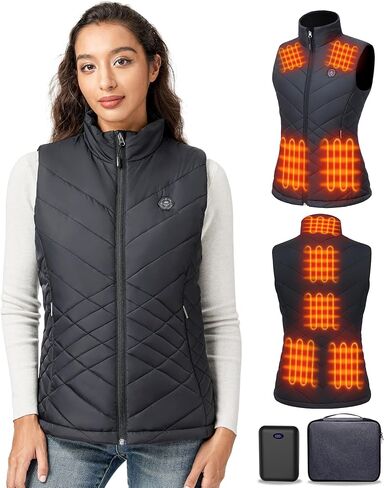 Women's Heated Vest with 16000mAh 7.4V Battery,9 Heating Zones, 4-in-1 Intelligent Switch with Light-Off in Saudi Arabia