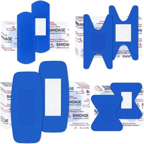 200 PCS الأزرق المعدني القابل للاكتشاف النسيج ضمادات مقاومة للماء لاصق المسنين العقيمة خالية من اللاتكس للإسعافات الأولية ورعاية الجرح in Kuwait