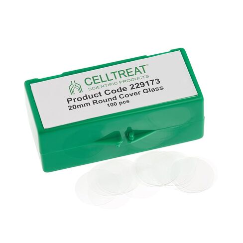 CELLTREAT 229173 غطاء زجاجي دائري 20 مم، يناسب 12 طبق جيد، معقم، زجاج (عبوة من 100) in Kuwait
