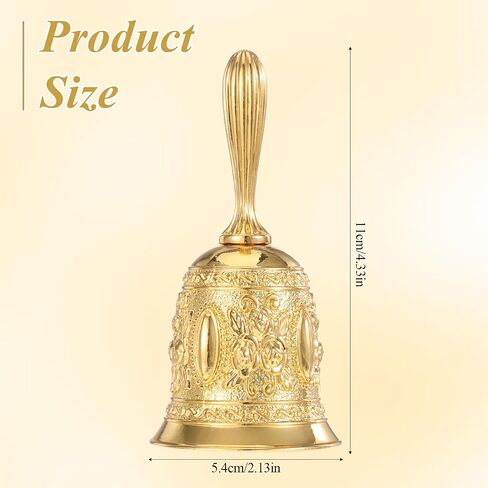 Thinp Super Loud Brass Bell, Large Gold Hand Held Bell for Dinner Wedding Meditation Call Service Hand Bells for Seniors Bedridden Seniors (Gold) in Kuwait