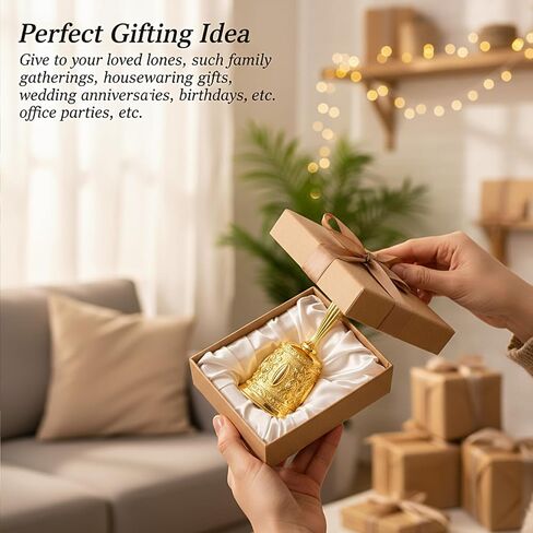 Thinp Super Loud Brass Bell, Large Gold Hand Held Bell for Dinner Wedding Meditation Call Service Hand Bells for Seniors Bedridden Seniors (Gold) in Kuwait