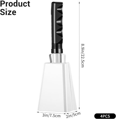 4-Pack Hand-Held Cowbells - Super Loud Iron Noise Makers for Sporting Event in Kuwait