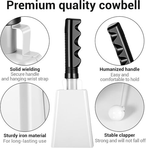 4-Pack Hand-Held Cowbells - Super Loud Iron Noise Makers for Sporting Event in Kuwait