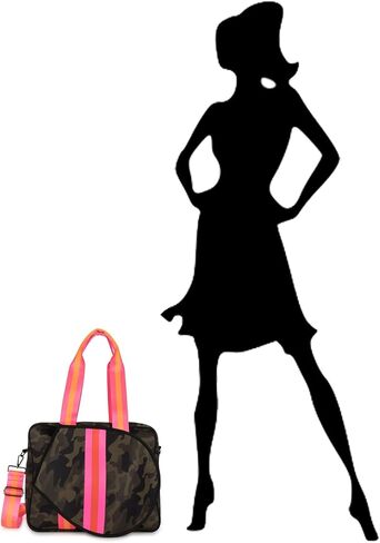 Haute Shore - حقيبة تنس Billie Showoff، مموهة باللون الأخضر مع خطوط وردية وبرتقالية، مقاس واحد in Kuwait