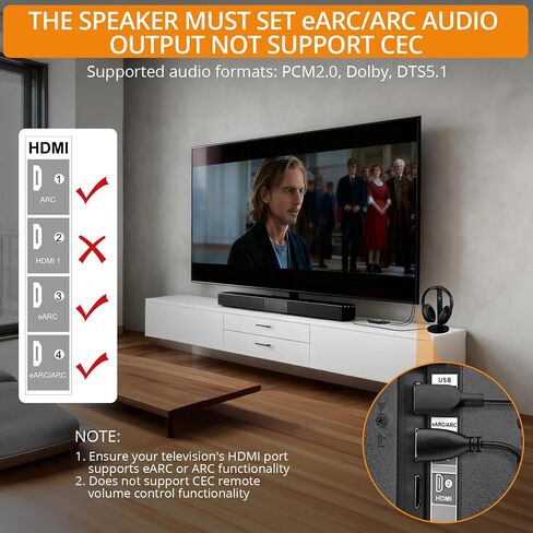 مستخرج صوت Neoteck 1-in-2-out ARC/eARC، صوت HDMI ARC إلى مستخرج بصري مع دعم PCM 2.0، Dolby 5.1، DTS 5.1، 24 بت/192 كيلو هرتز، التوصيل والتشغيل، للتلفزيون والسينما المنزلية وأنظمة الصوت القديمة in Kuwait