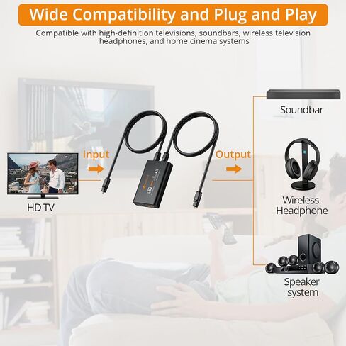 مستخرج صوت Neoteck 1-in-2-out ARC/eARC، صوت HDMI ARC إلى مستخرج بصري مع دعم PCM 2.0، Dolby 5.1، DTS 5.1، 24 بت/192 كيلو هرتز، التوصيل والتشغيل، للتلفزيون والسينما المنزلية وأنظمة الصوت القديمة in Kuwait