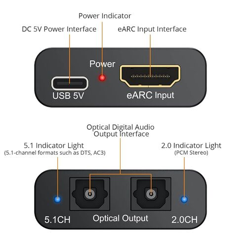 مستخرج صوت Neoteck 1-in-2-out ARC/eARC، صوت HDMI ARC إلى مستخرج بصري مع دعم PCM 2.0، Dolby 5.1، DTS 5.1، 24 بت/192 كيلو هرتز، التوصيل والتشغيل، للتلفزيون والسينما المنزلية وأنظمة الصوت القديمة in Kuwait